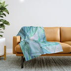 Aqua Turquoise Teal Abstract Ink Painting Throw Blanket Gallery Image 1
