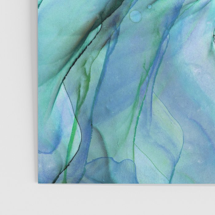 Aqua Turquoise Teal Abstract Ink Painting Poster Gallery Image 3