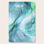 Aqua Turquoise Teal Abstract Ink Painting Cutting Board Gallery Image 1