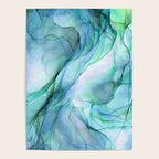 Aqua Turquoise Teal Abstract Ink Painting Poster Gallery Image 4