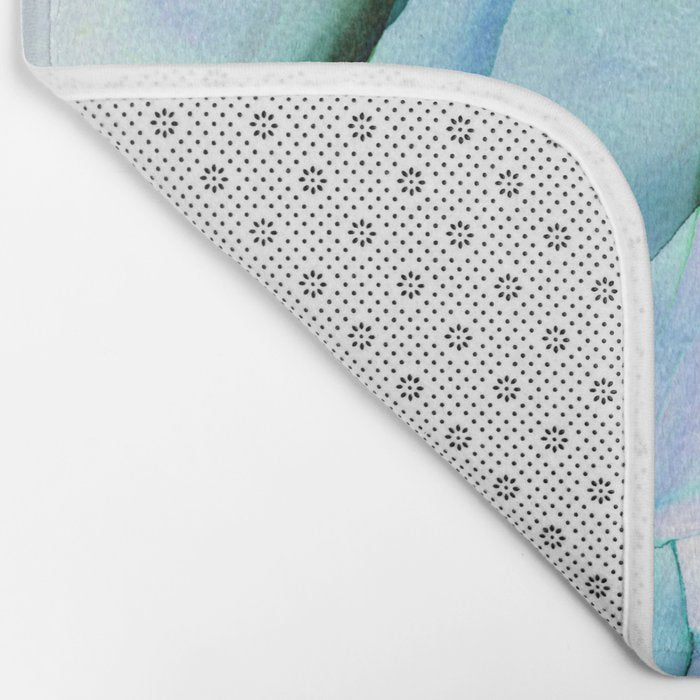 Aqua Turquoise Teal Abstract Ink Painting Bath Mat Gallery Image 2