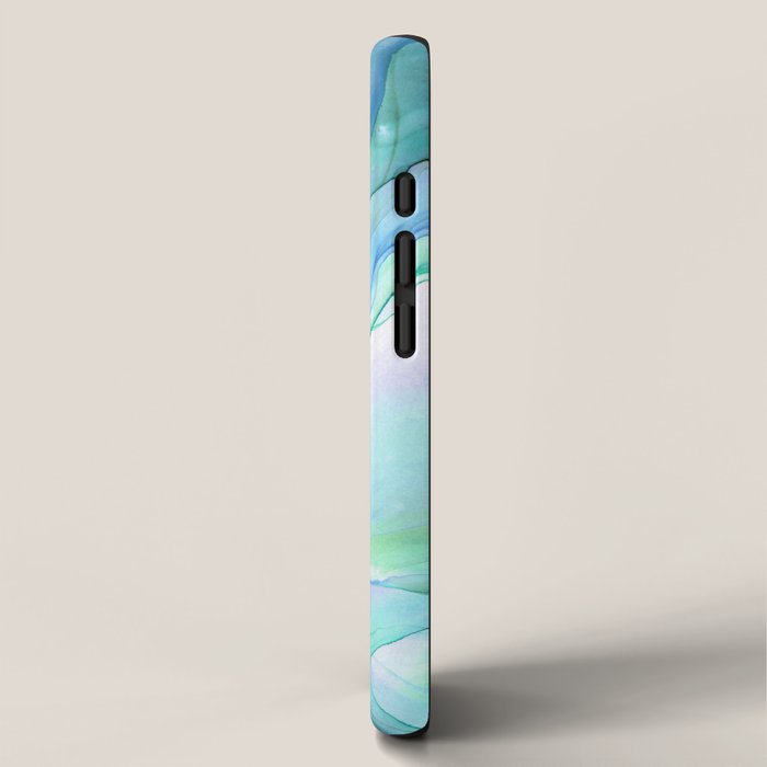 Aqua Turquoise Teal Abstract Ink Painting iPhone Case Gallery Image 2