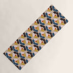 Mod Retro Floral Geometry in Navy Brown and Gold Yoga Mat Gallery Image 1