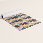 Mod Retro Floral Geometry in Navy Brown and Gold Yoga Mat Gallery Image 2