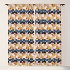 Mod Retro Floral Geometry in Navy Brown and Gold Window Curtain Gallery Image 5