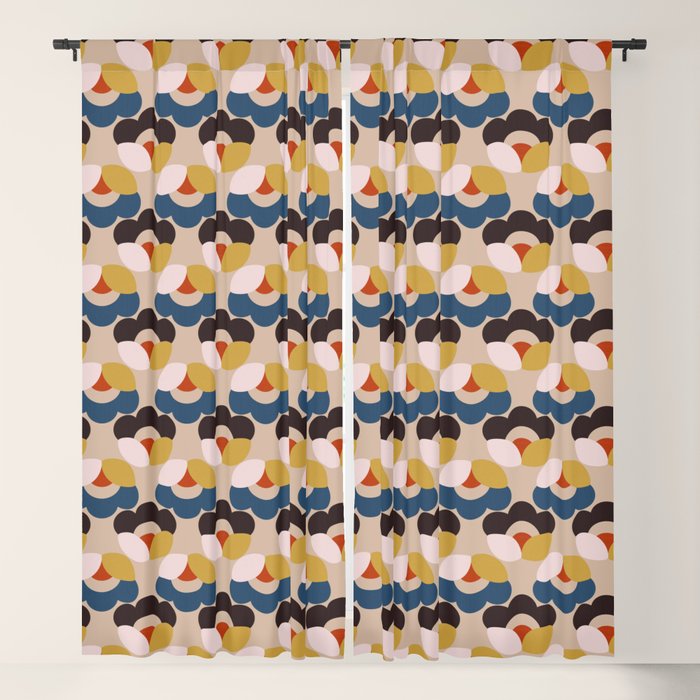 Mod Retro Floral Geometry in Navy Brown and Gold Window Curtain Gallery Image 5