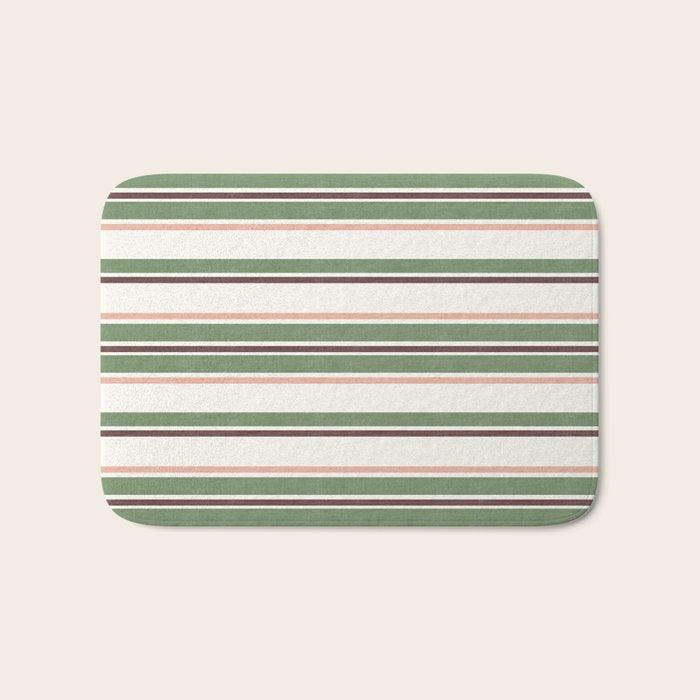 Daybed Stripe Ivory Green Multi Bath Mat Gallery Image 1
