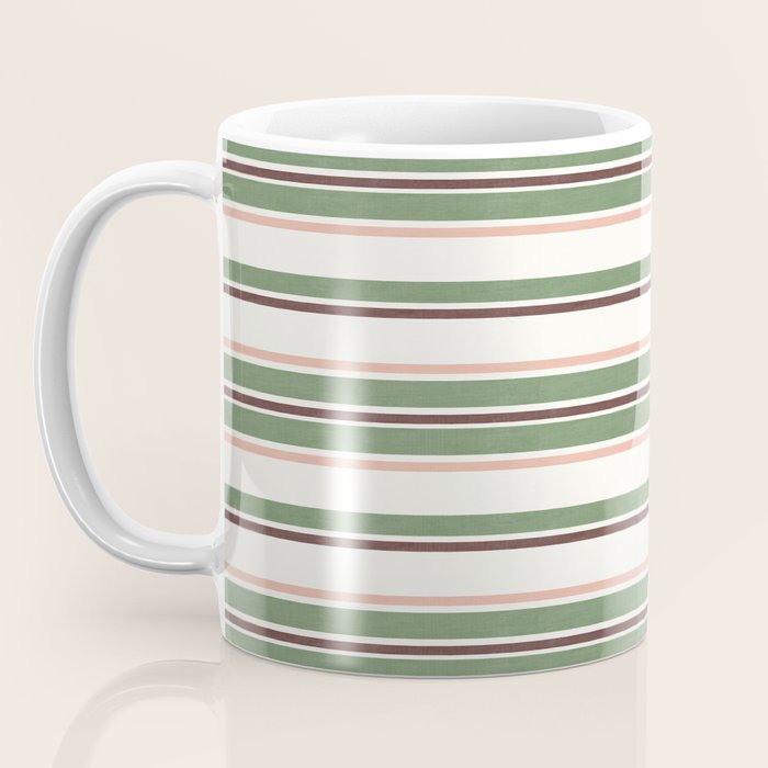 Daybed Stripe Ivory Green Multi Coffee Mug Gallery Image 3