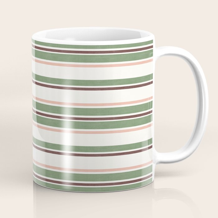 Daybed Stripe Ivory Green Multi Coffee Mug Gallery Image 1