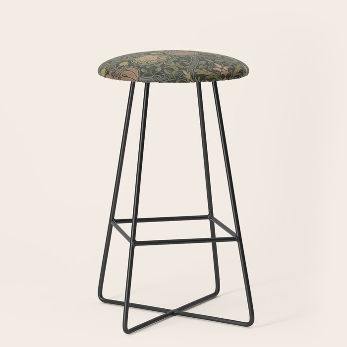 William Morris Granada Pomegranate Green  Stool Gallery Image 1