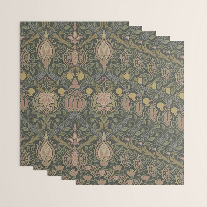 William Morris Granada Pomegranate Green  Wrapping Paper Gallery Image 3