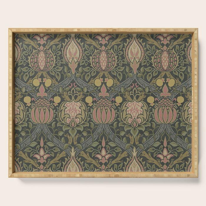 William Morris Granada Pomegranate Green  Serving Tray Gallery Image 1