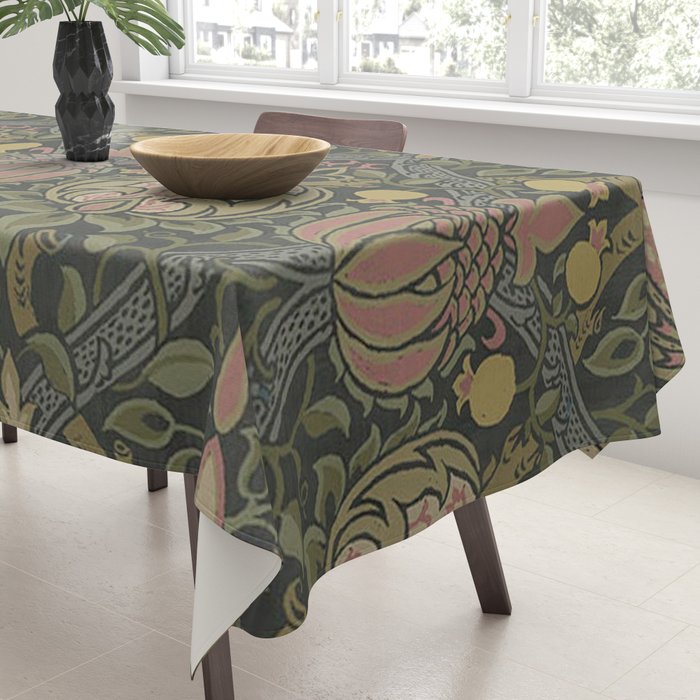 William Morris Granada Pomegranate Green  Tablecloth Gallery Image 3