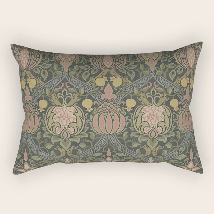 William Morris Granada Pomegranate Green  Rectangular Pillow Gallery Image 2