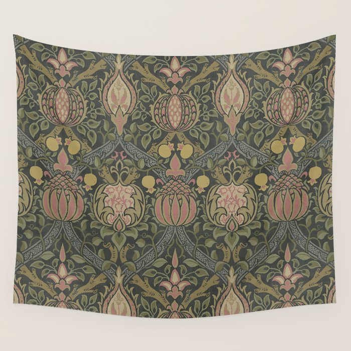William Morris Granada Pomegranate Green  Wall Tapestry Gallery Image 4