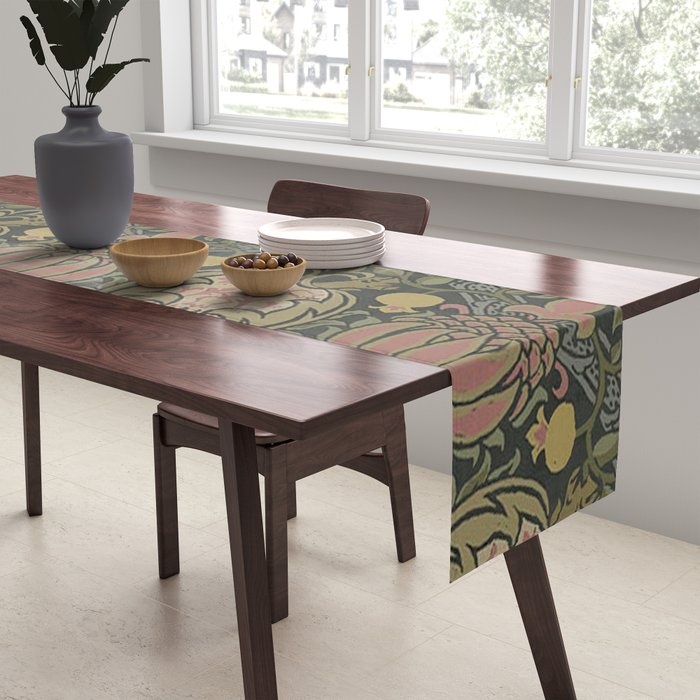 William Morris Granada Pomegranate Green  Table Runner Gallery Image 2