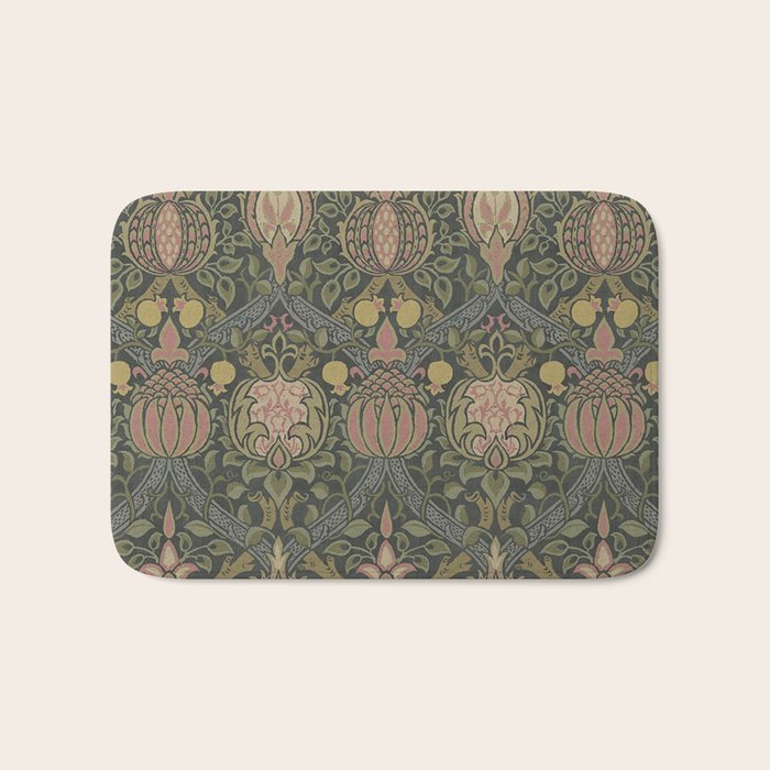 William Morris Granada Pomegranate Green  Bath Mat Gallery Image 1