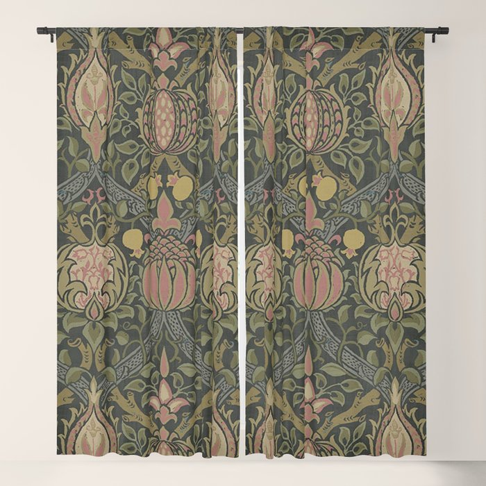 William Morris Granada Pomegranate Green  Window Curtain Gallery Image 5
