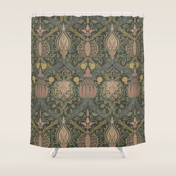 William Morris Granada Pomegranate Green  Shower Curtain Gallery Image 1