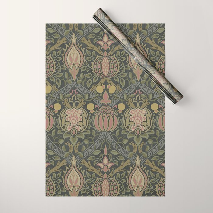 William Morris Granada Pomegranate Green  Wrapping Paper Gallery Image 1