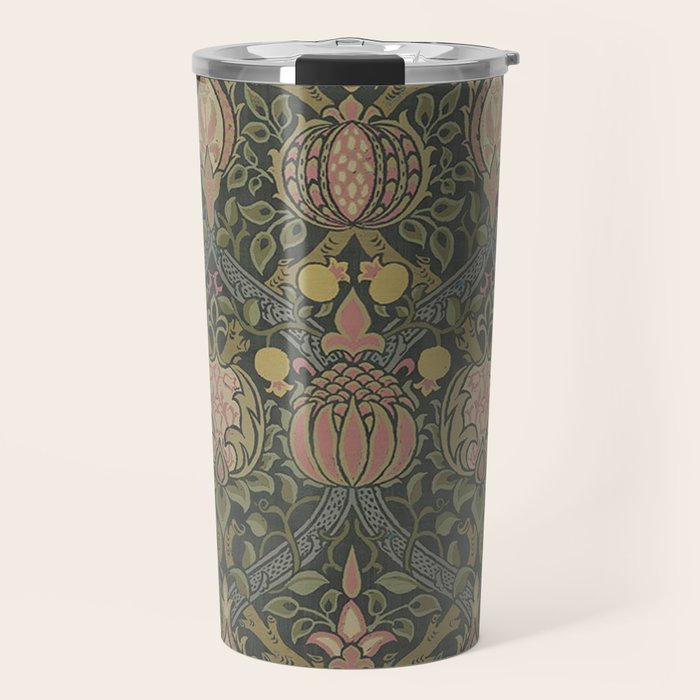 William Morris Granada Pomegranate Green  Travel Mug Gallery Image 1