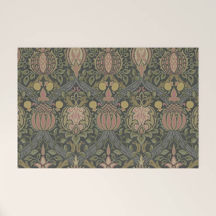 William Morris Granada Pomegranate Green  Welcome Mat Gallery Image 1