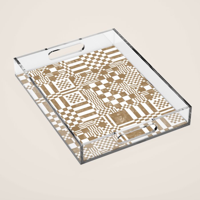 Warm Vintage Checks Acrylic Tray Gallery Image 1
