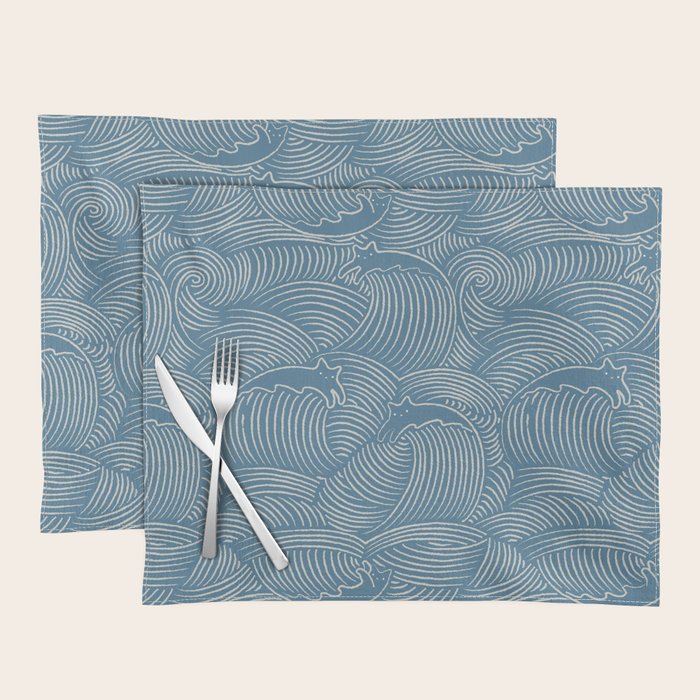 Cat Waves Pattern 2 Placemat Gallery Image 1