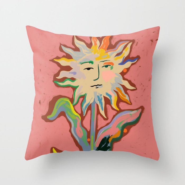 SUN FLOWER Throw Pillow Gallery Image 1