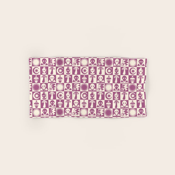 Potions and Spooky Things Checkerboard Pattern Bath Towel Gallery Image 1
