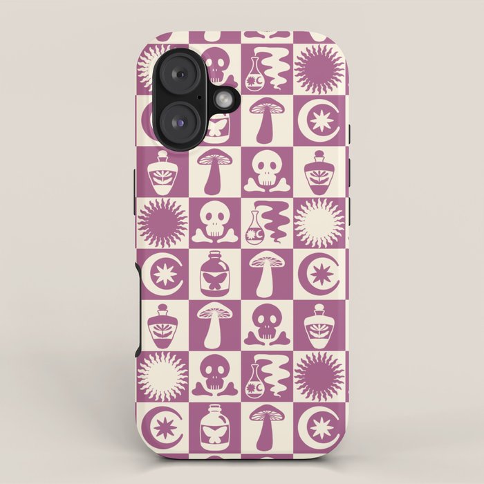 Potions and Spooky Things Checkerboard Pattern iPhone Case Gallery Image 1
