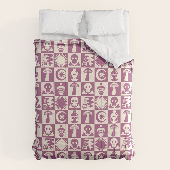 Potions and Spooky Things Checkerboard Pattern Comforter Gallery Image 1