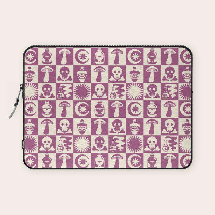 Potions and Spooky Things Checkerboard Pattern Laptop Sleeve Gallery Image 1