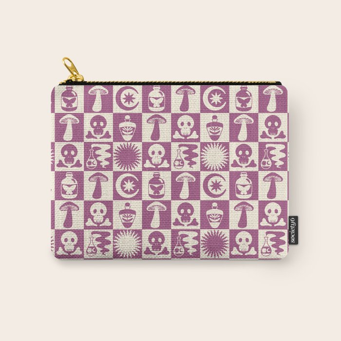 Potions and Spooky Things Checkerboard Pattern Carry All Pouch Gallery Image 1