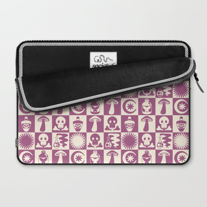 Potions and Spooky Things Checkerboard Pattern Laptop Sleeve Gallery Image 2
