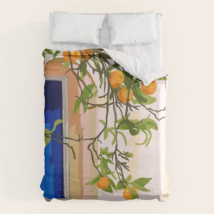 Wherever you go, go with all your heart | Summer Travel Morocco Boho Oranges | Architecture Building Duvet Cover Gallery Image 6