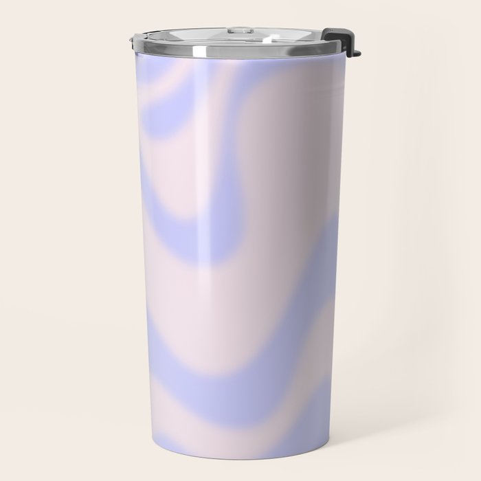 Dreamy Retro Liquid Swirl Contemporary Abstract 2 in Pastel Lavender and Pale Pink Travel Mug Gallery Image 2