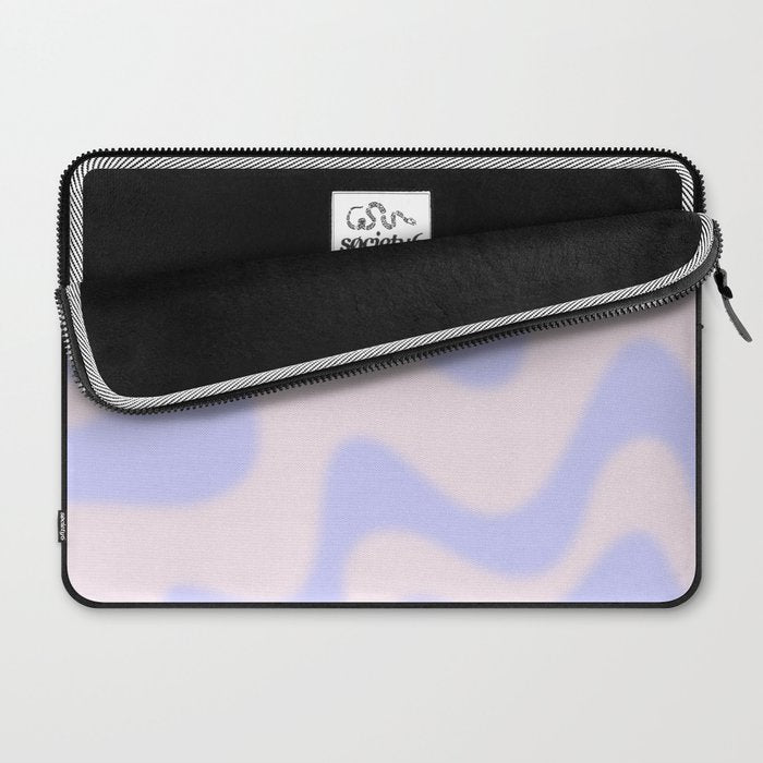 Dreamy Retro Liquid Swirl Contemporary Abstract 2 in Pastel Lavender and Pale Pink Laptop Sleeve Gallery Image 2