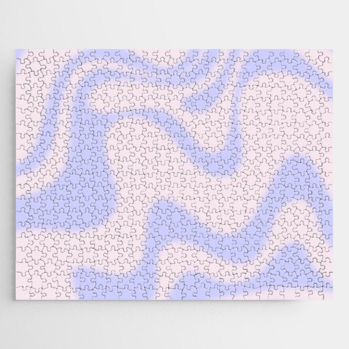 Dreamy Retro Liquid Swirl Contemporary Abstract 2 in Pastel Lavender and Pale Pink Jigsaw Puzzle Gallery Image 1