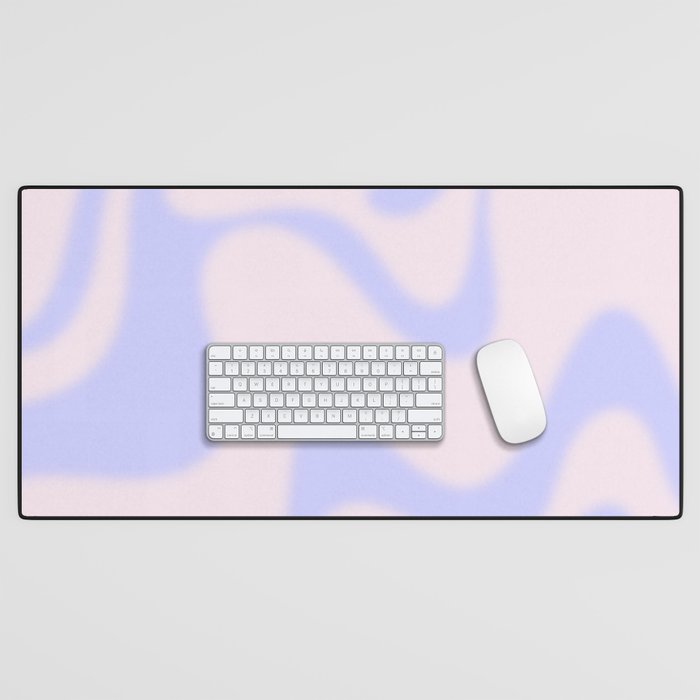 Dreamy Retro Liquid Swirl Contemporary Abstract 2 in Pastel Lavender and Pale Pink Desk Mat Gallery Image 1
