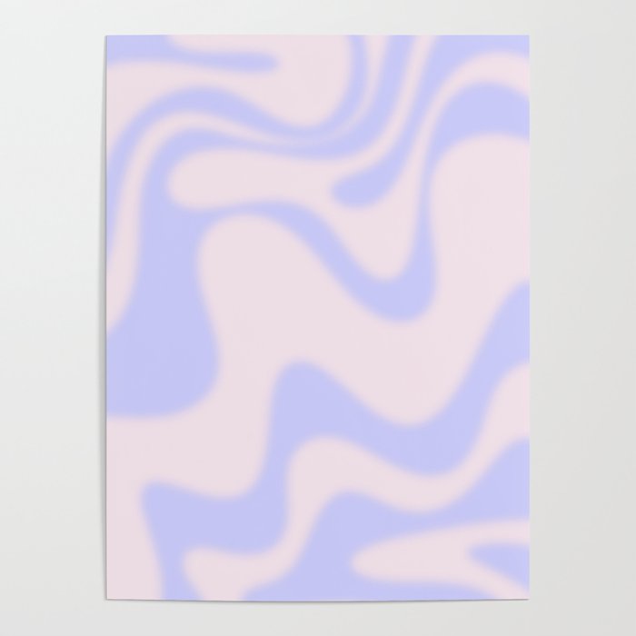 Dreamy Retro Liquid Swirl Contemporary Abstract 2 in Pastel Lavender and Pale Pink Poster Gallery Image 1