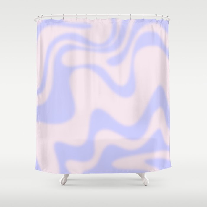 Dreamy Retro Liquid Swirl Contemporary Abstract 2 in Pastel Lavender and Pale Pink Shower Curtain Gallery Image 1