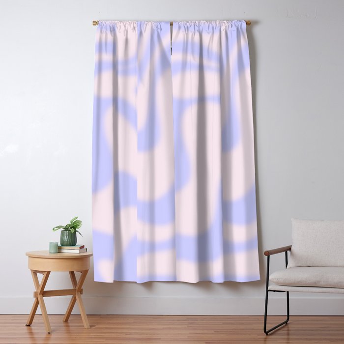 Dreamy Retro Liquid Swirl Contemporary Abstract 2 in Pastel Lavender and Pale Pink Window Curtain Gallery Image 5