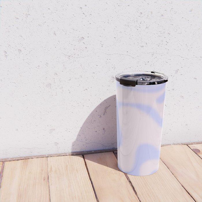 Dreamy Retro Liquid Swirl Contemporary Abstract 2 in Pastel Lavender and Pale Pink Travel Mug Gallery Image 4