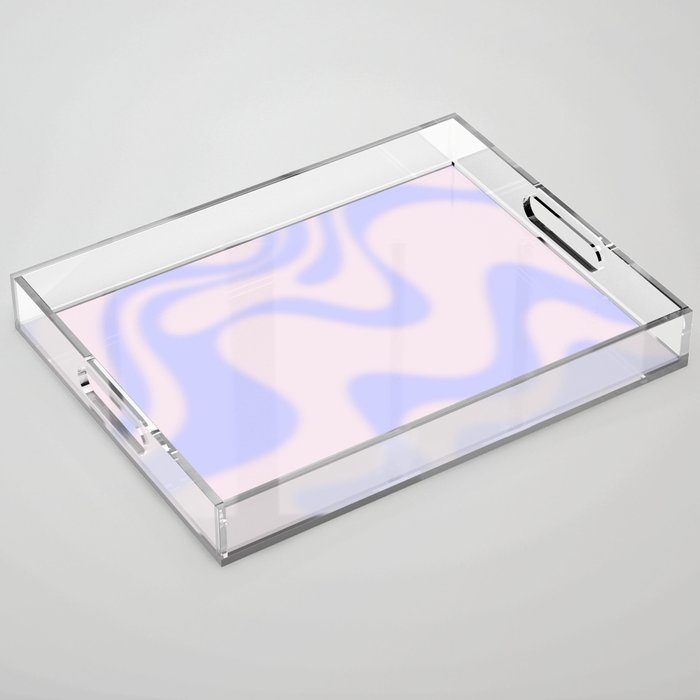 Dreamy Retro Liquid Swirl Contemporary Abstract 2 in Pastel Lavender and Pale Pink Acrylic Tray Gallery Image 1