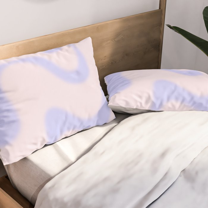 Dreamy Retro Liquid Swirl Contemporary Abstract 2 in Pastel Lavender and Pale Pink Pillow Sham Gallery Image 2
