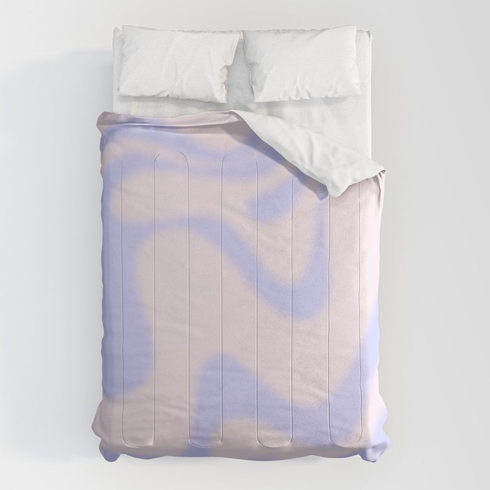 Dreamy Retro Liquid Swirl Contemporary Abstract 2 in Pastel Lavender and Pale Pink Comforter Gallery Image 6