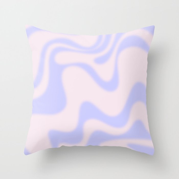 Dreamy Retro Liquid Swirl Contemporary Abstract 2 in Pastel Lavender and Pale Pink Throw Pillow Gallery Image 6