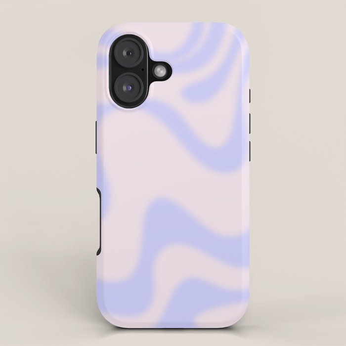 Dreamy Retro Liquid Swirl Contemporary Abstract 2 in Pastel Lavender and Pale Pink iPhone Case Gallery Image 1