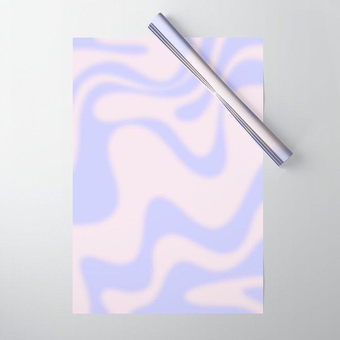 Dreamy Retro Liquid Swirl Contemporary Abstract 2 in Pastel Lavender and Pale Pink Wrapping Paper Gallery Image 1